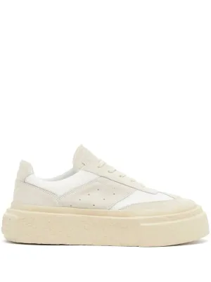 White Calf Leather Platform Sneakers
