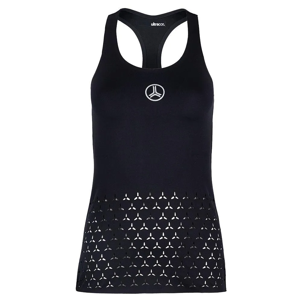 Women's Game Hypersonic Pixelation Bonded Tennis Tank Nero